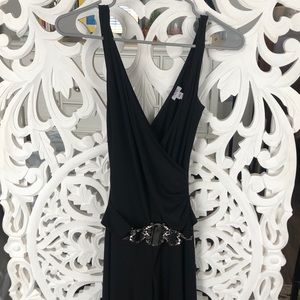 Formal jumpsuit with jewel belt